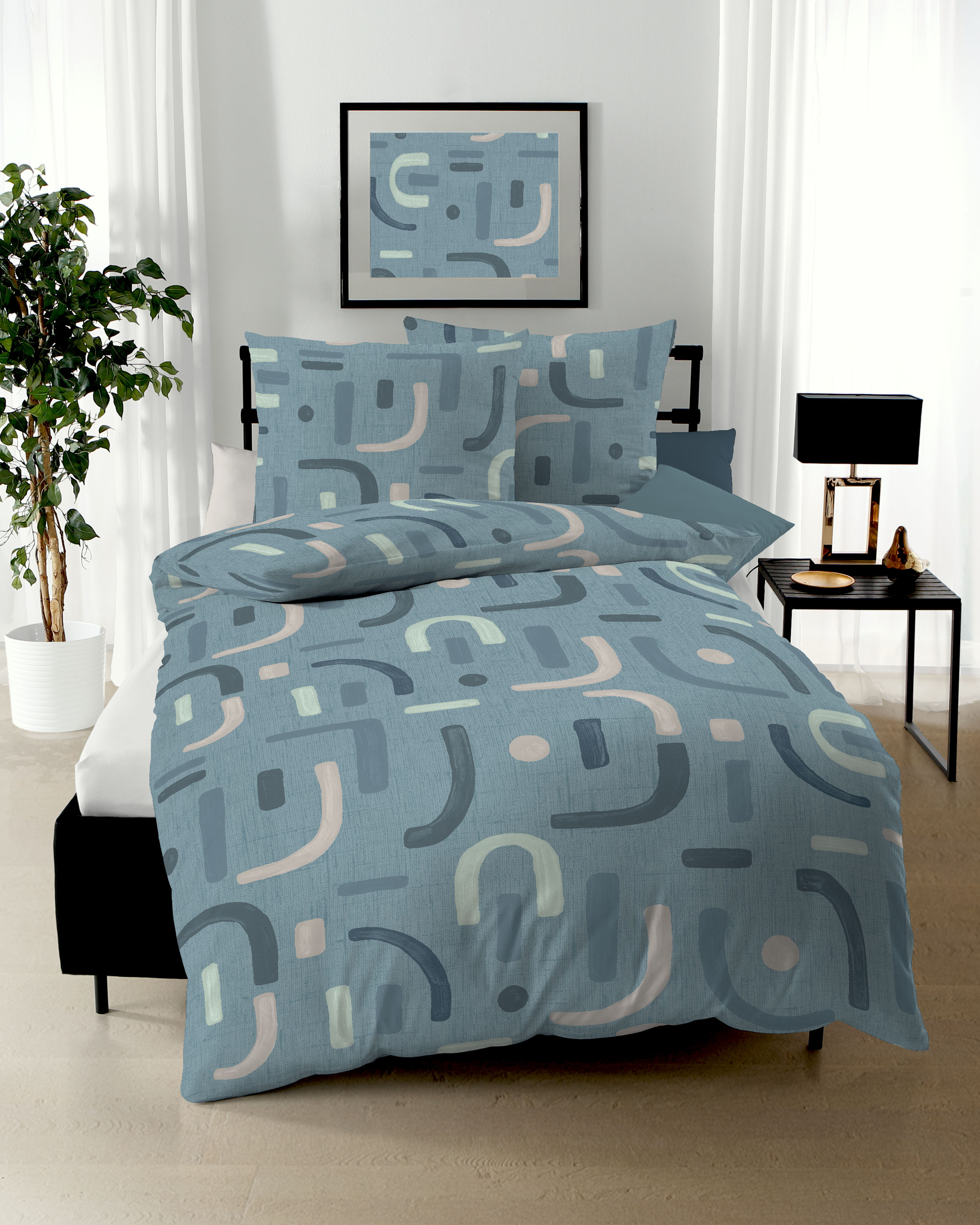 Mako Satin Bettwäsche blau