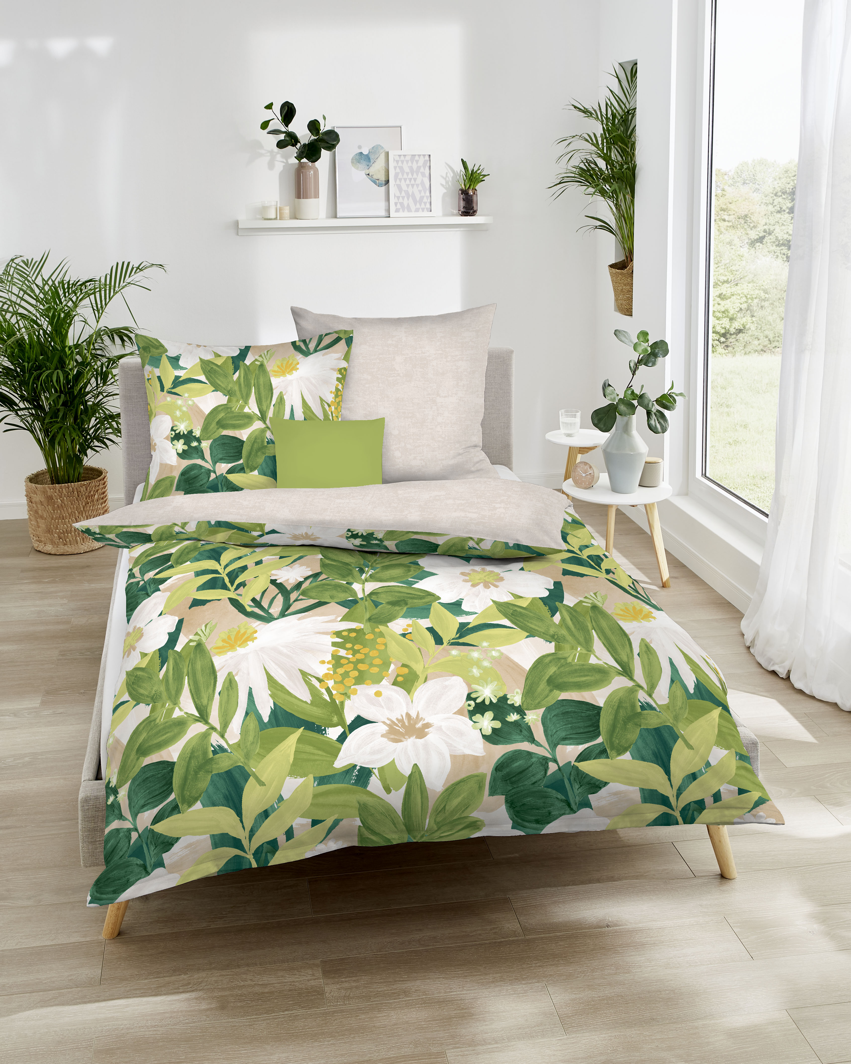 Mako Satin Bettwäsche kiwi-grün