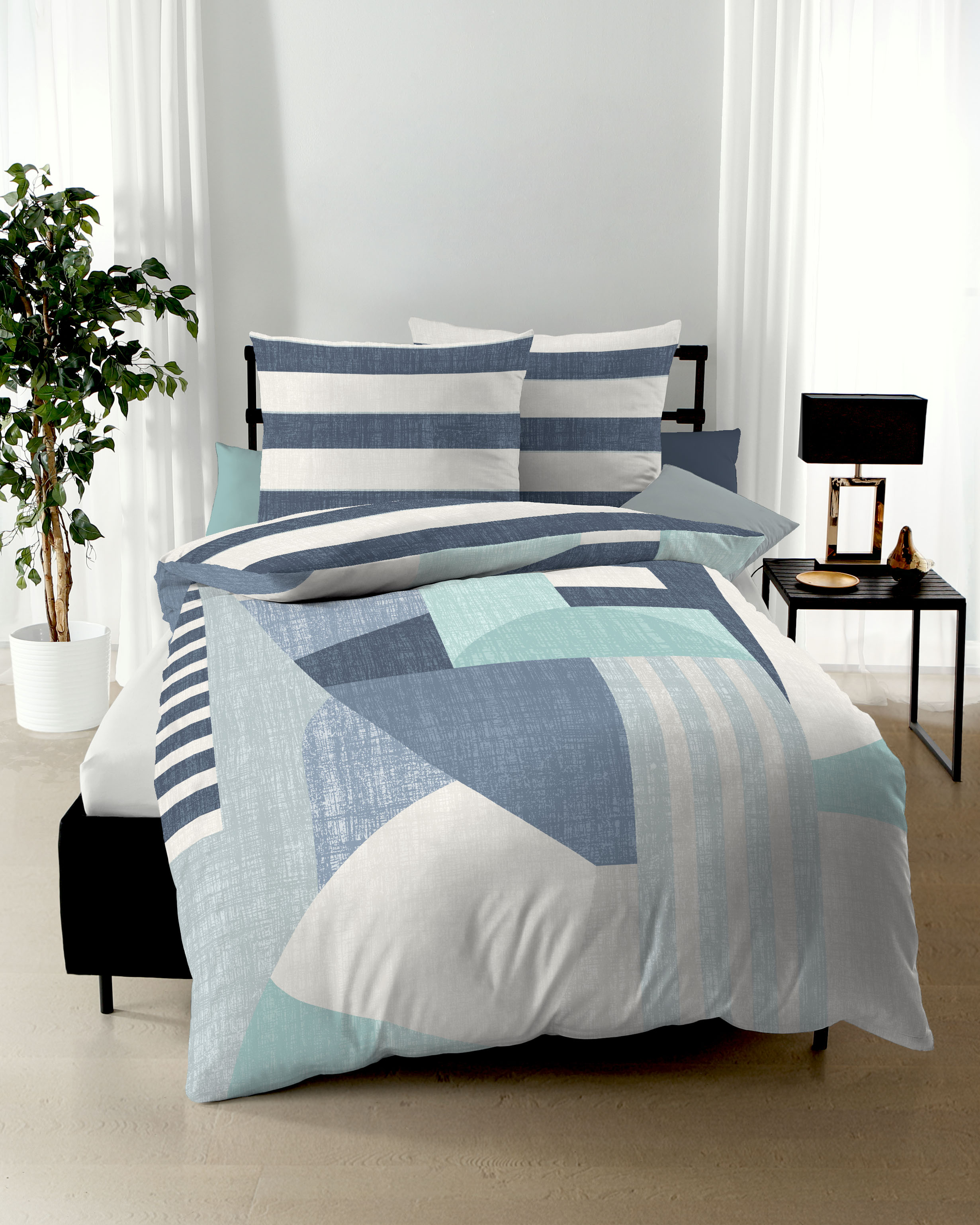 Mako Satin Bettwäsche marine-blau