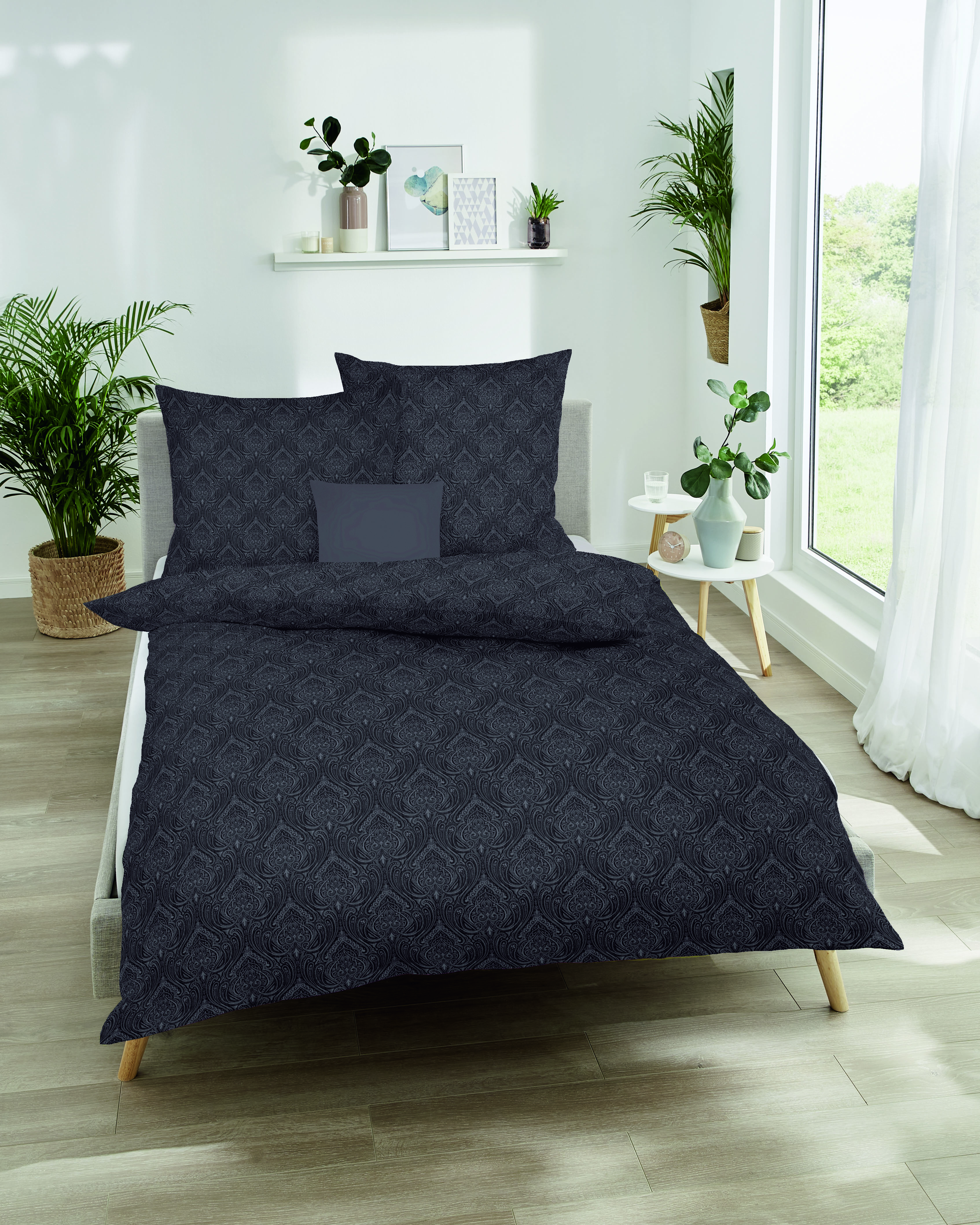 Biber Bettwäsche im Ornament-Design grau