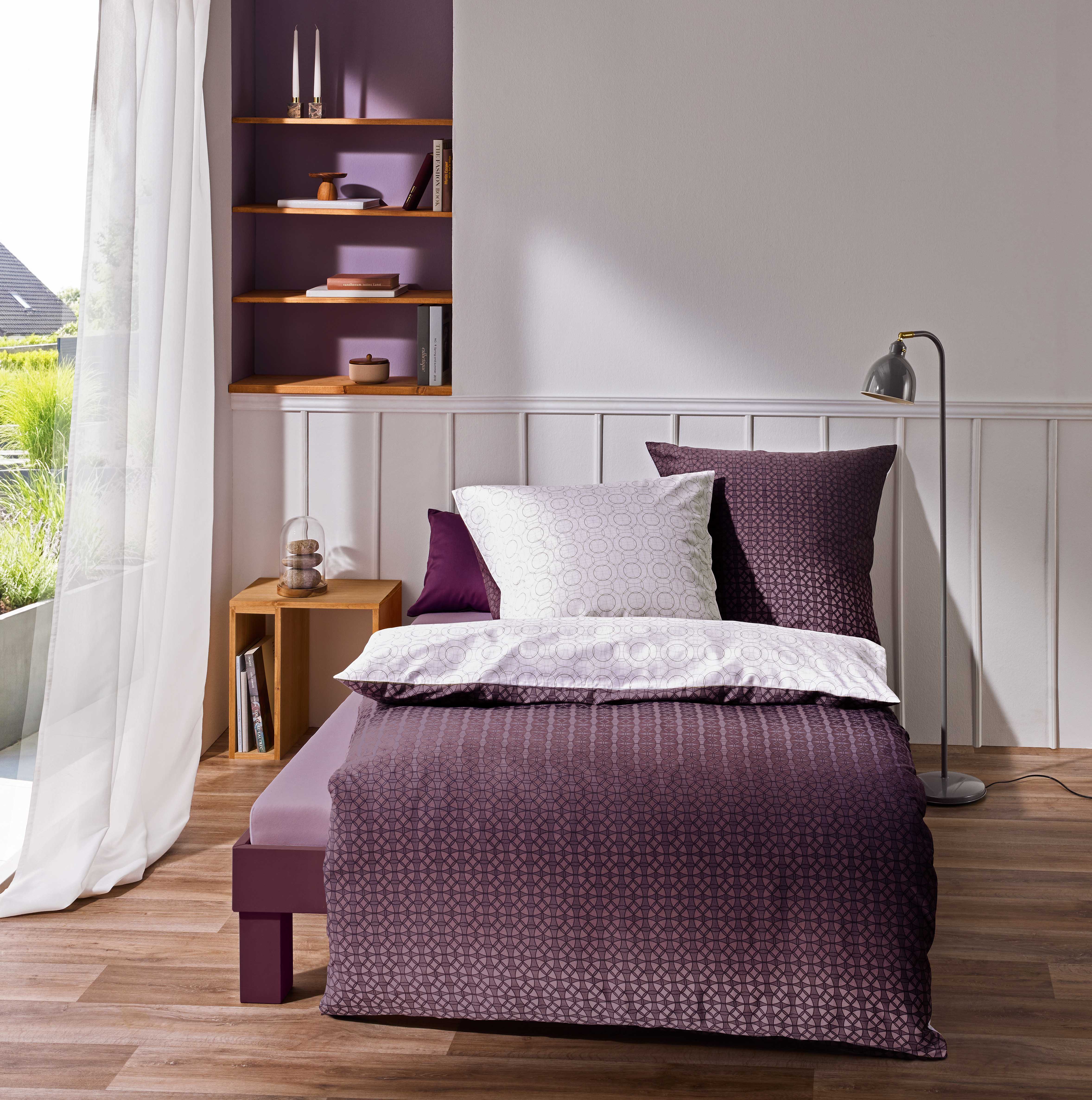 Mako Satin Bettwäsche mit Ornament-Design in Aubergine