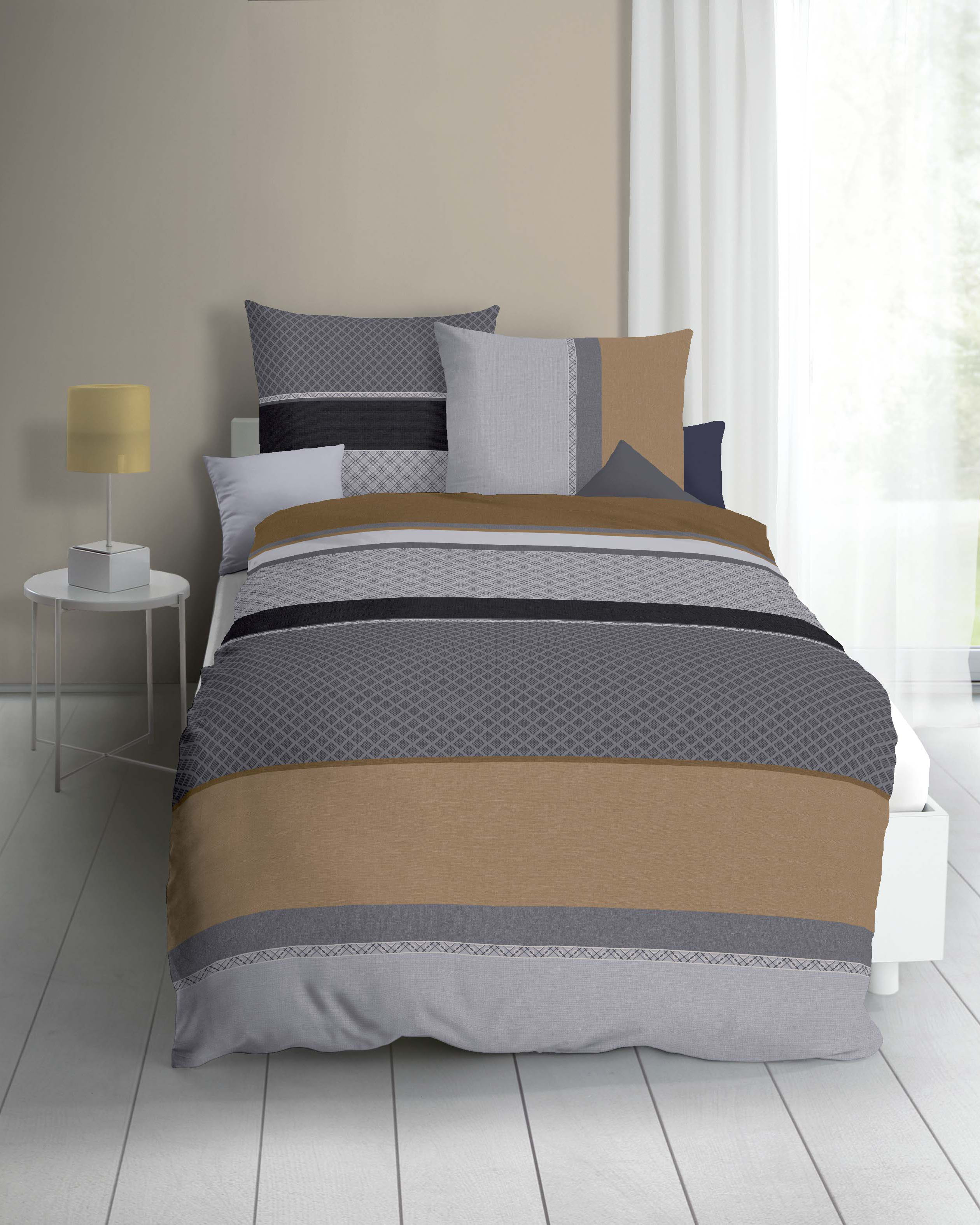 Mako Satin Bettwäsche mit Streifen-Design in Gold