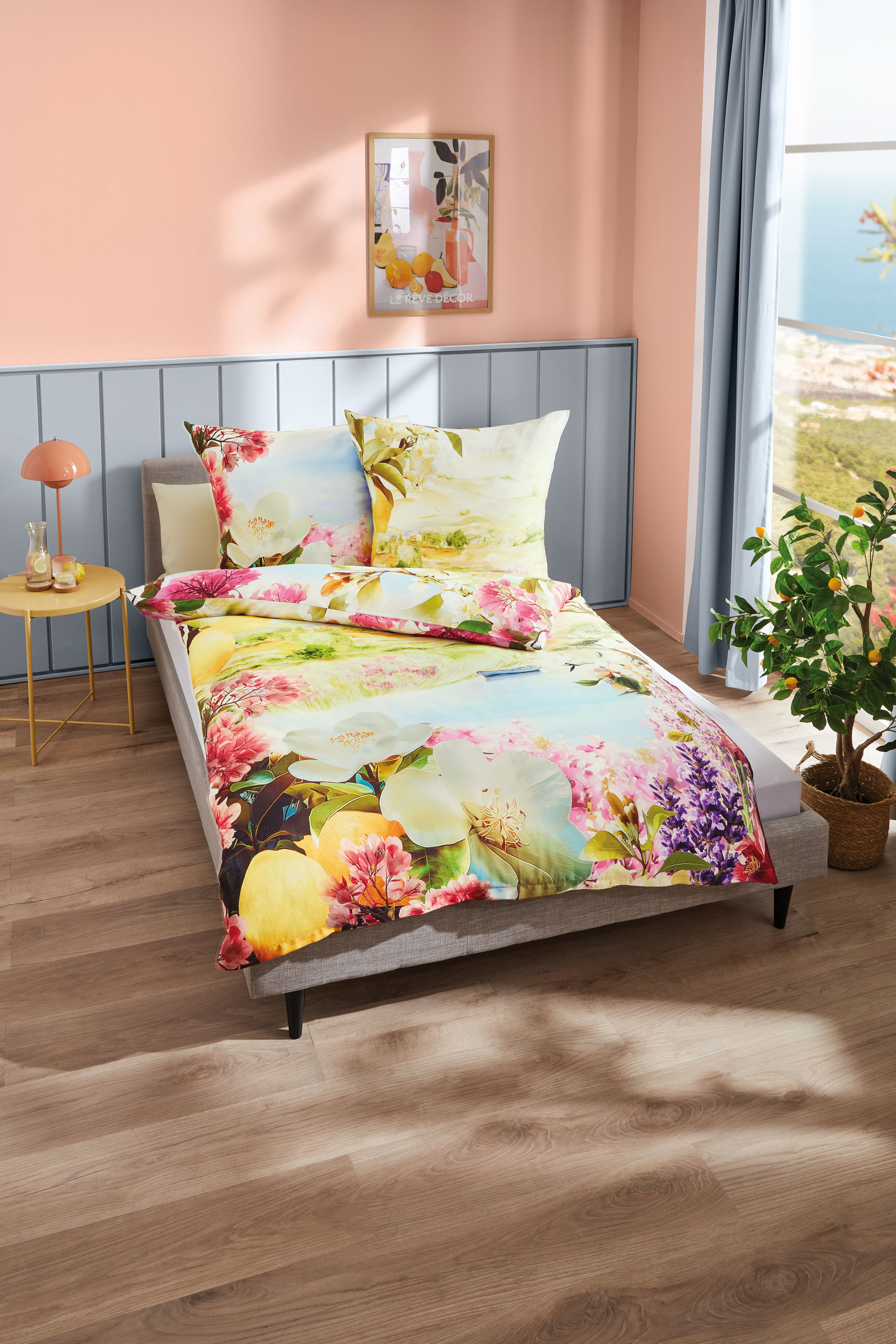 Mako Satin Bettwäsche Kaeppel mit Blumen-Design bunt 655
