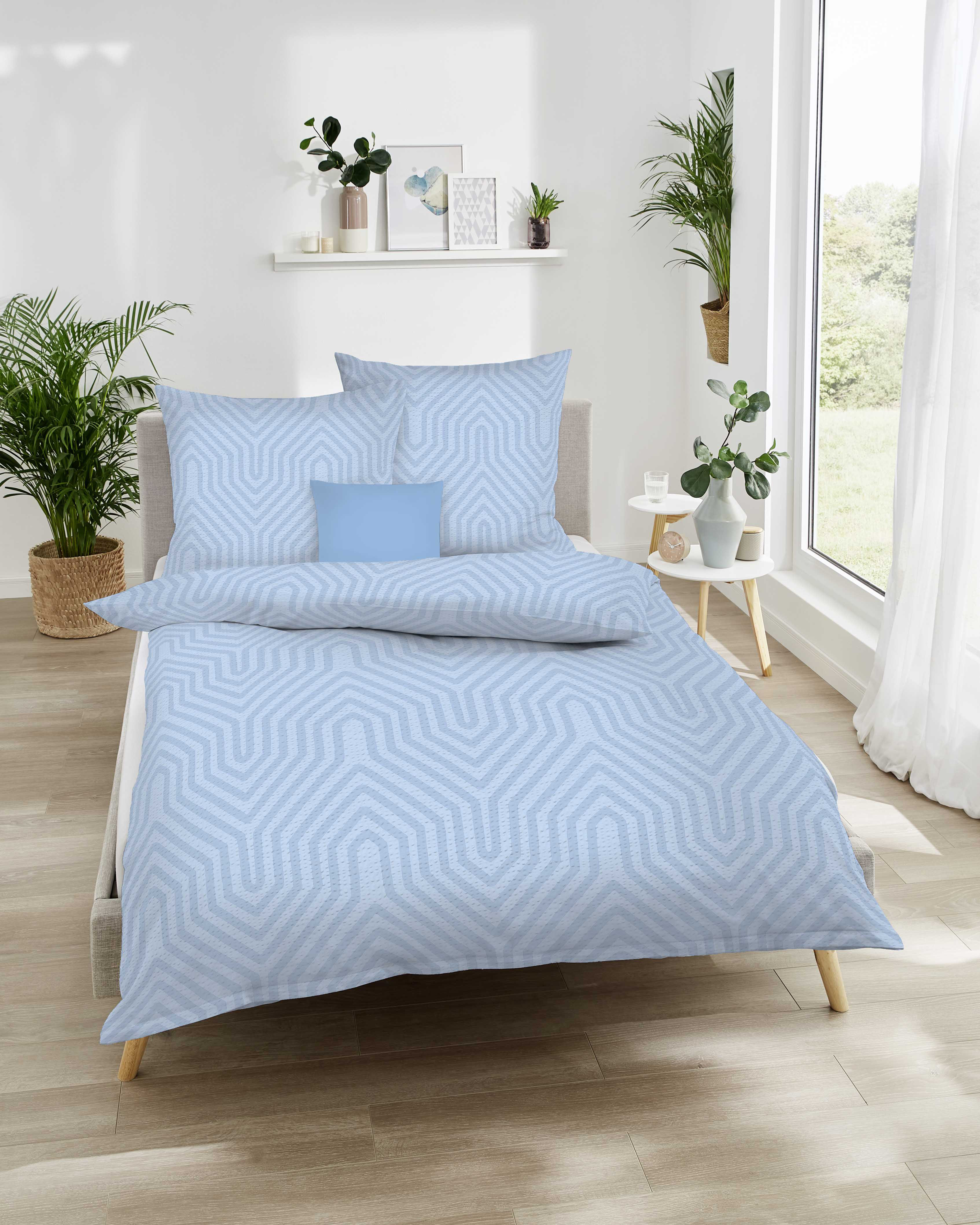 Seersucker Bettwäsche kaeppel im Grafik-Design in Hellblau 685