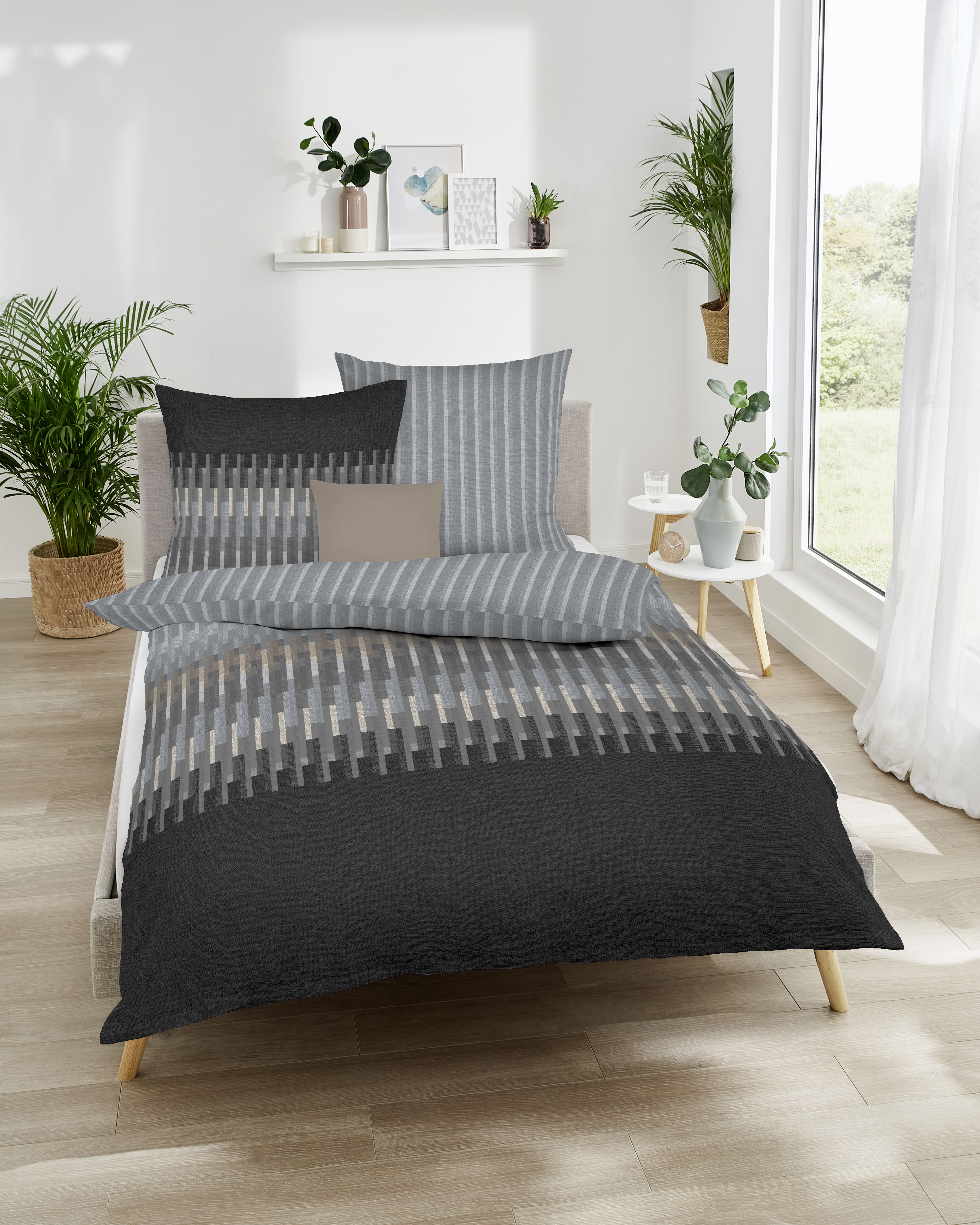 Mako Satin Bettwäsche zinn-grau