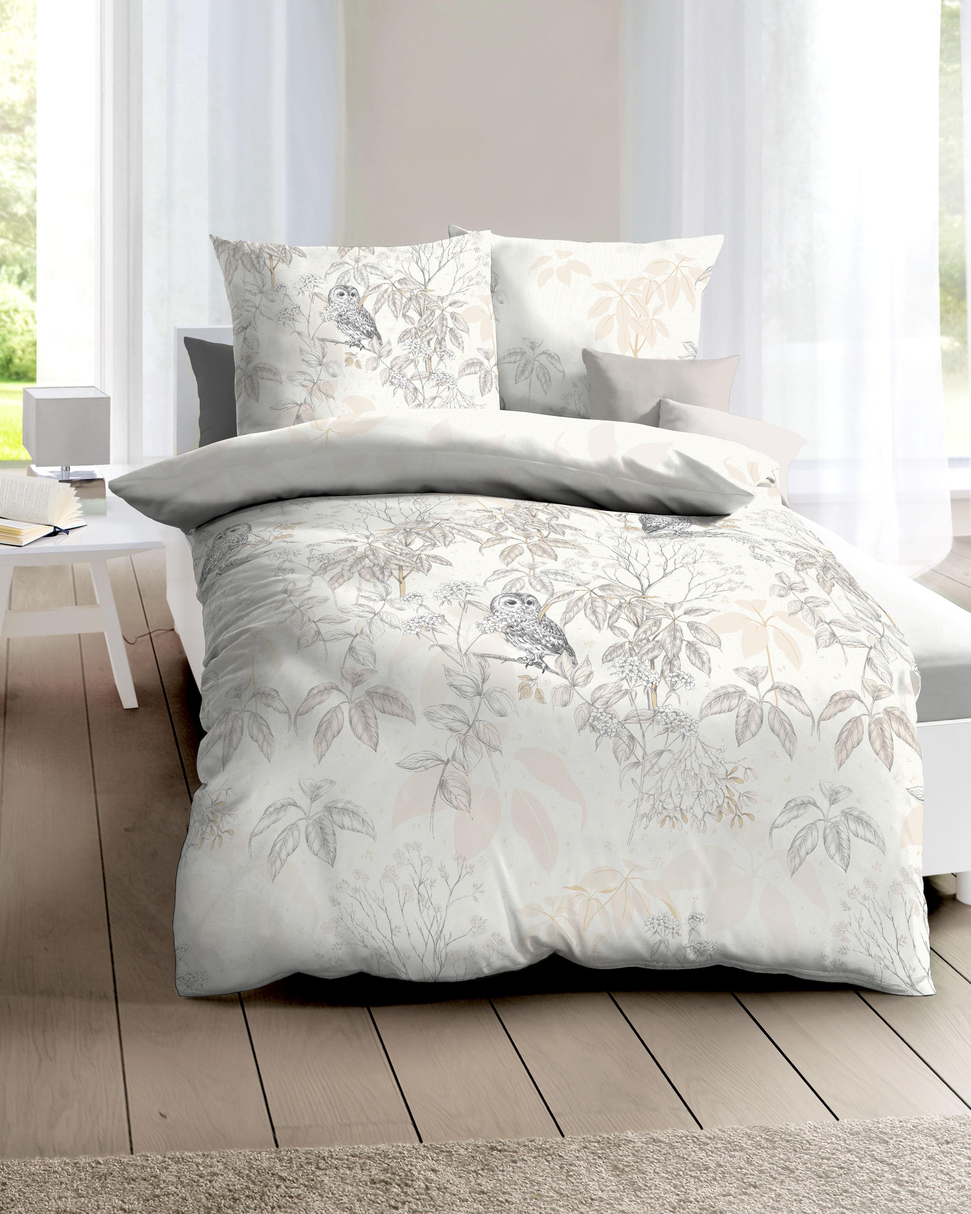 Biber Bettwäsche von Kaeppel in Natur mit Schneeeule