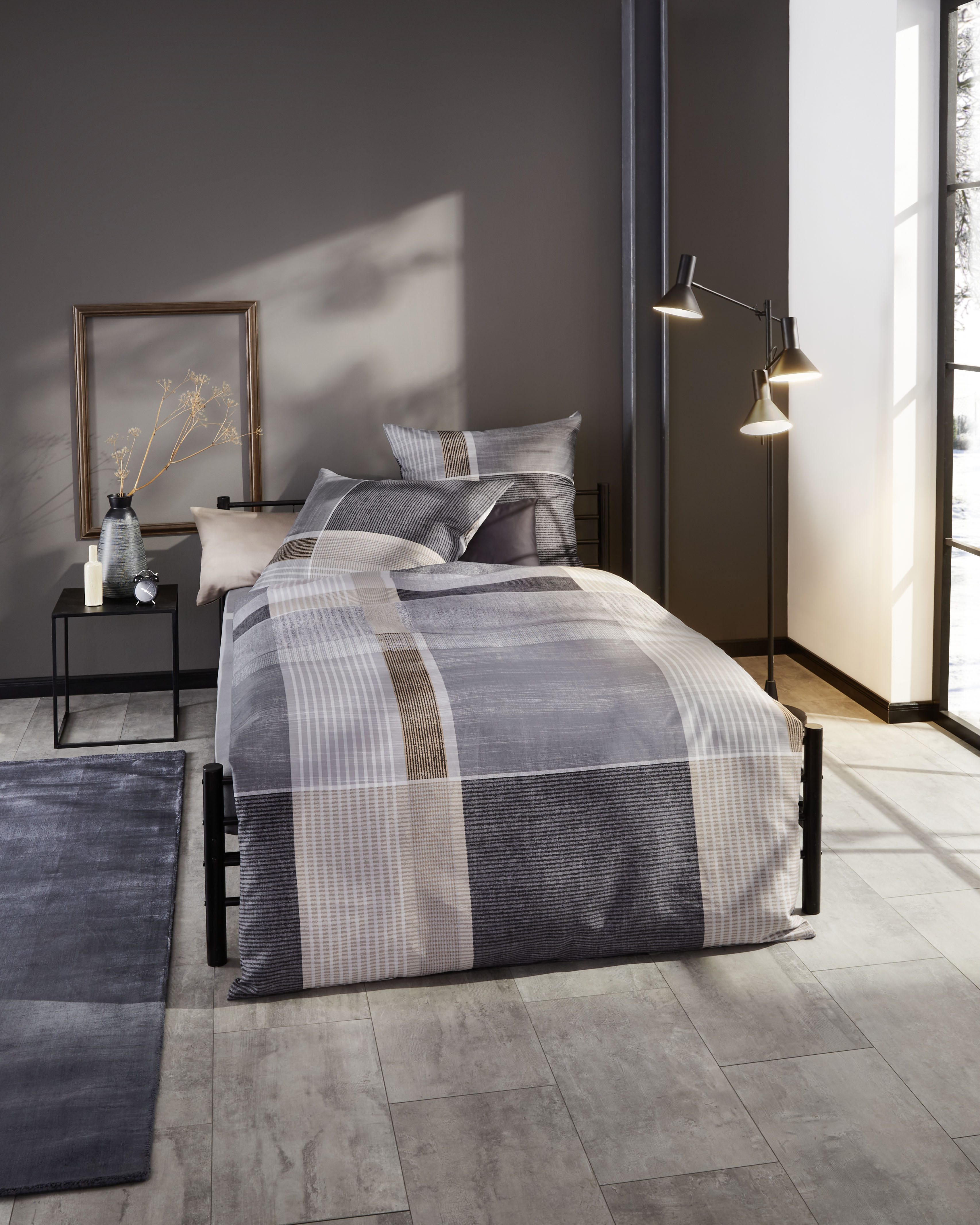 Biber Bettwäsche Kaeppel in Schwarz im Karo-Design 406