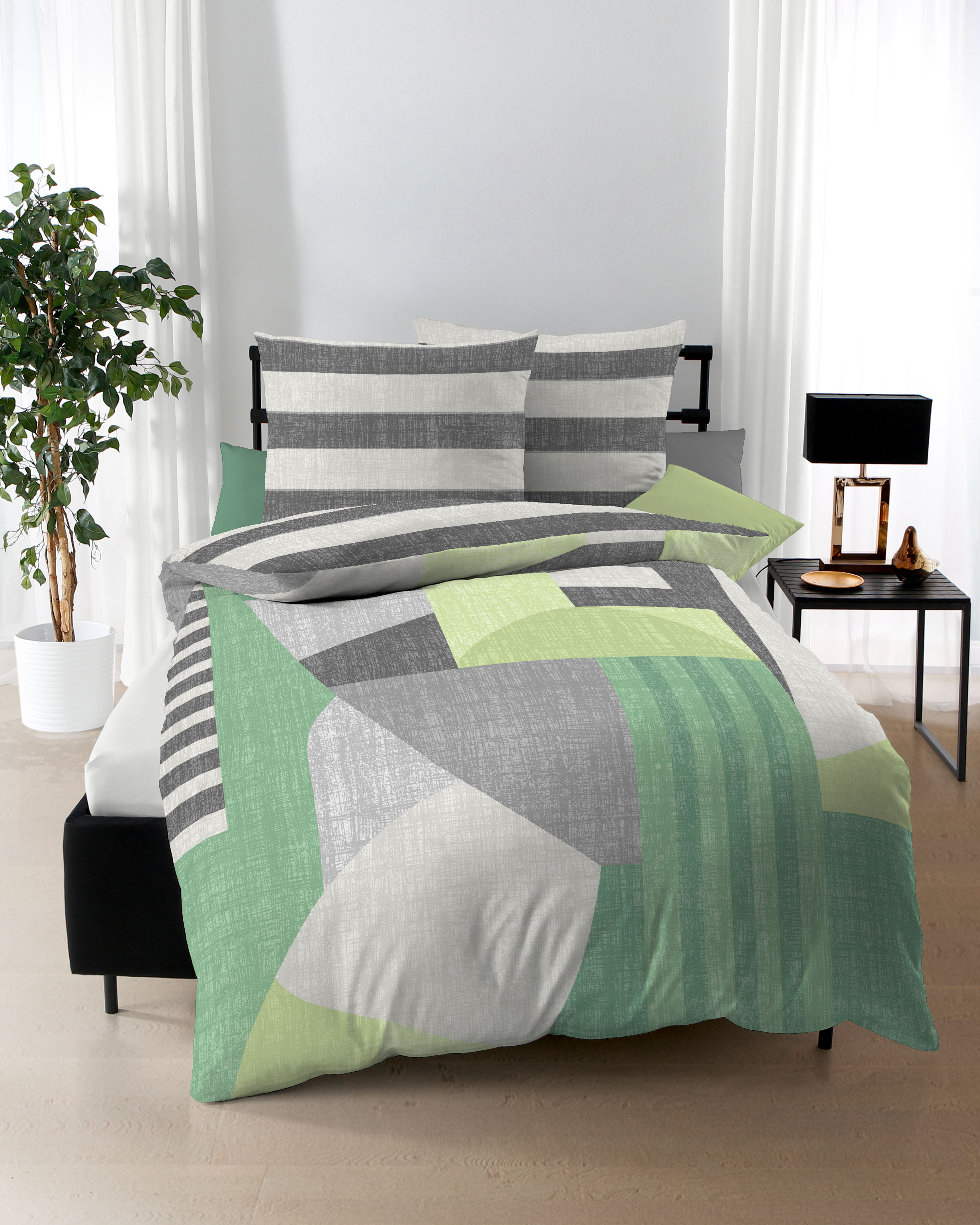 Mako Satin Bettwäsche grün