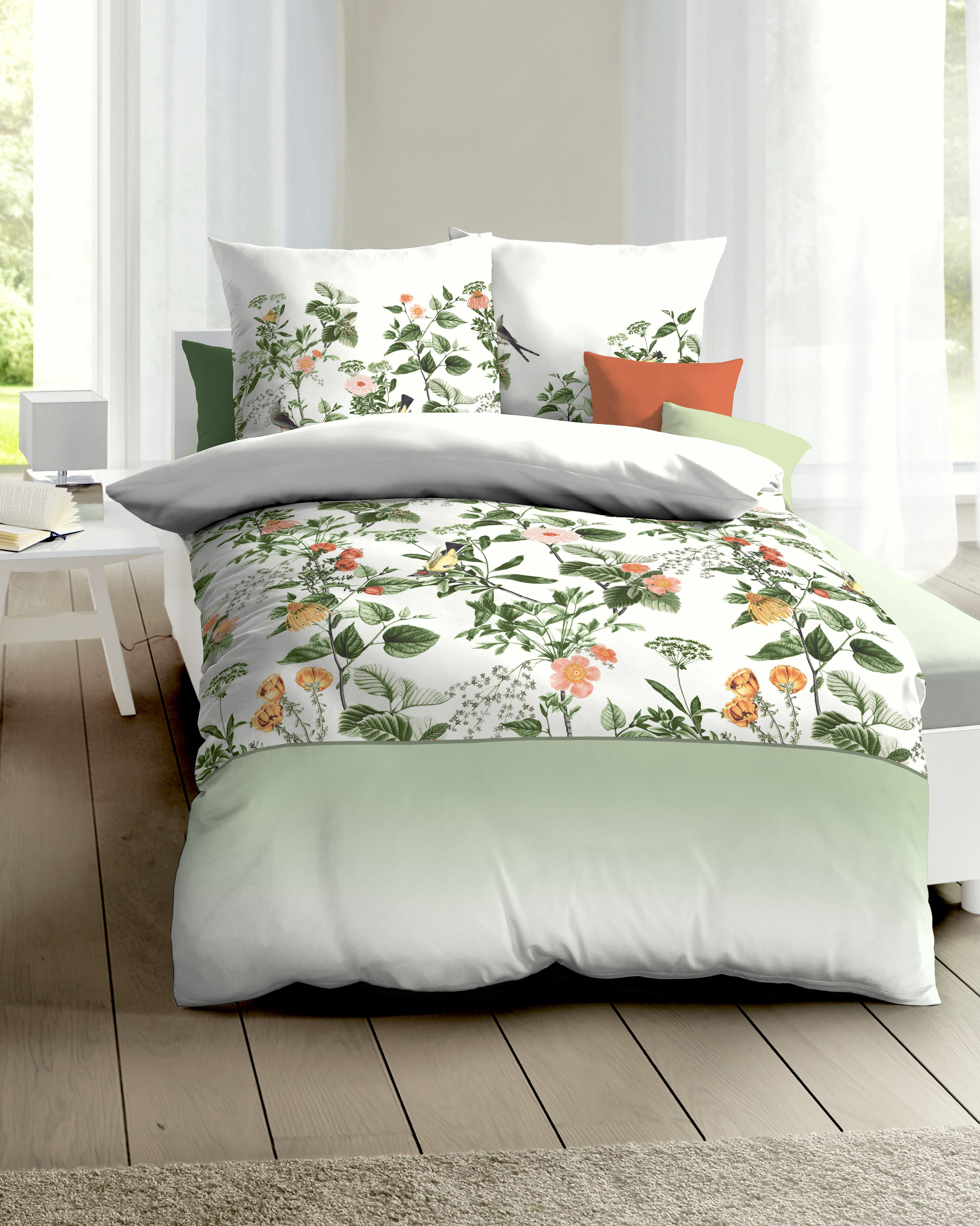 Mako Satin Bettwäsche grün