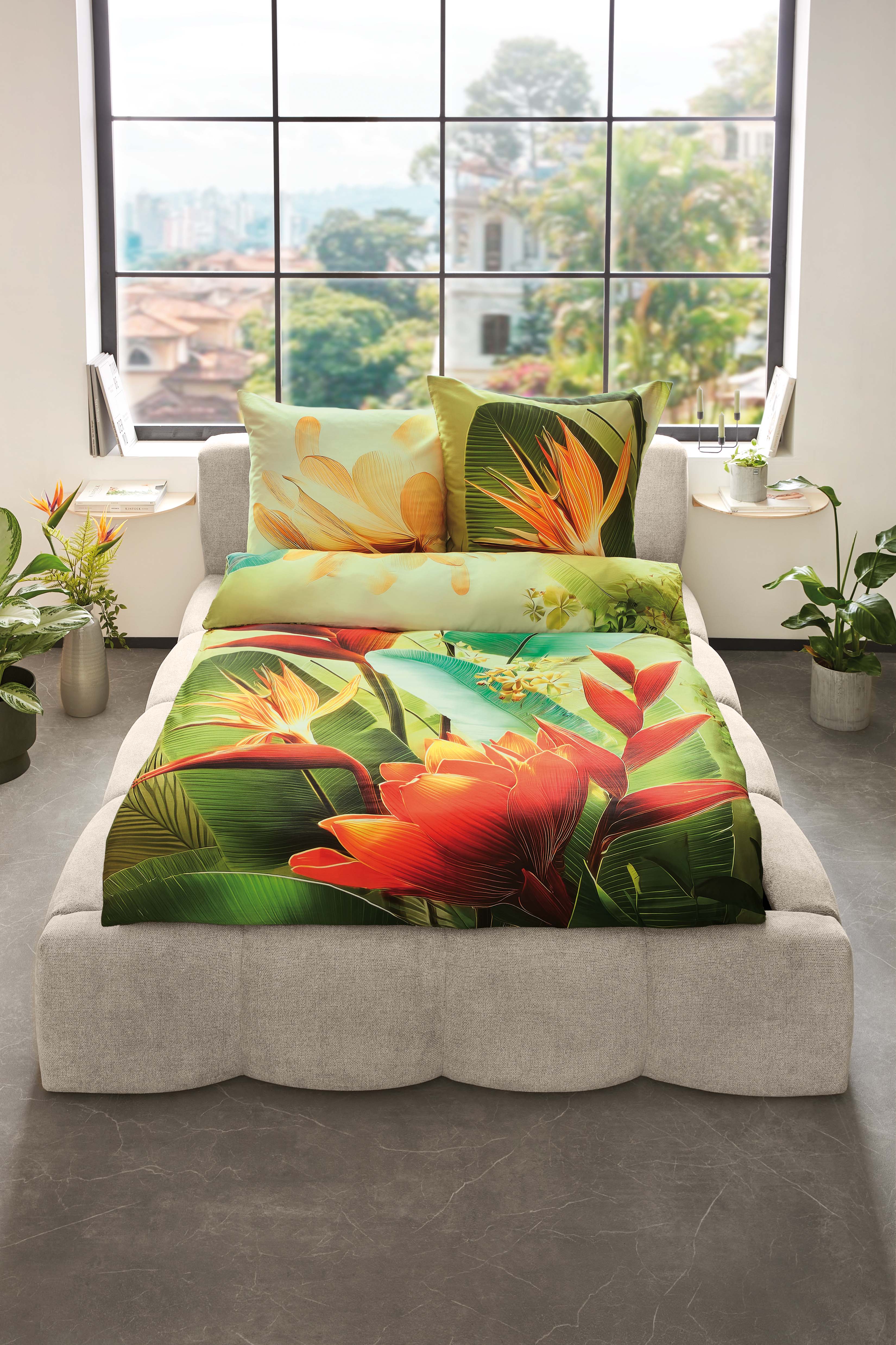 Mako Satin Bettwäsche Kaeppel mit floralem Design bunt 656