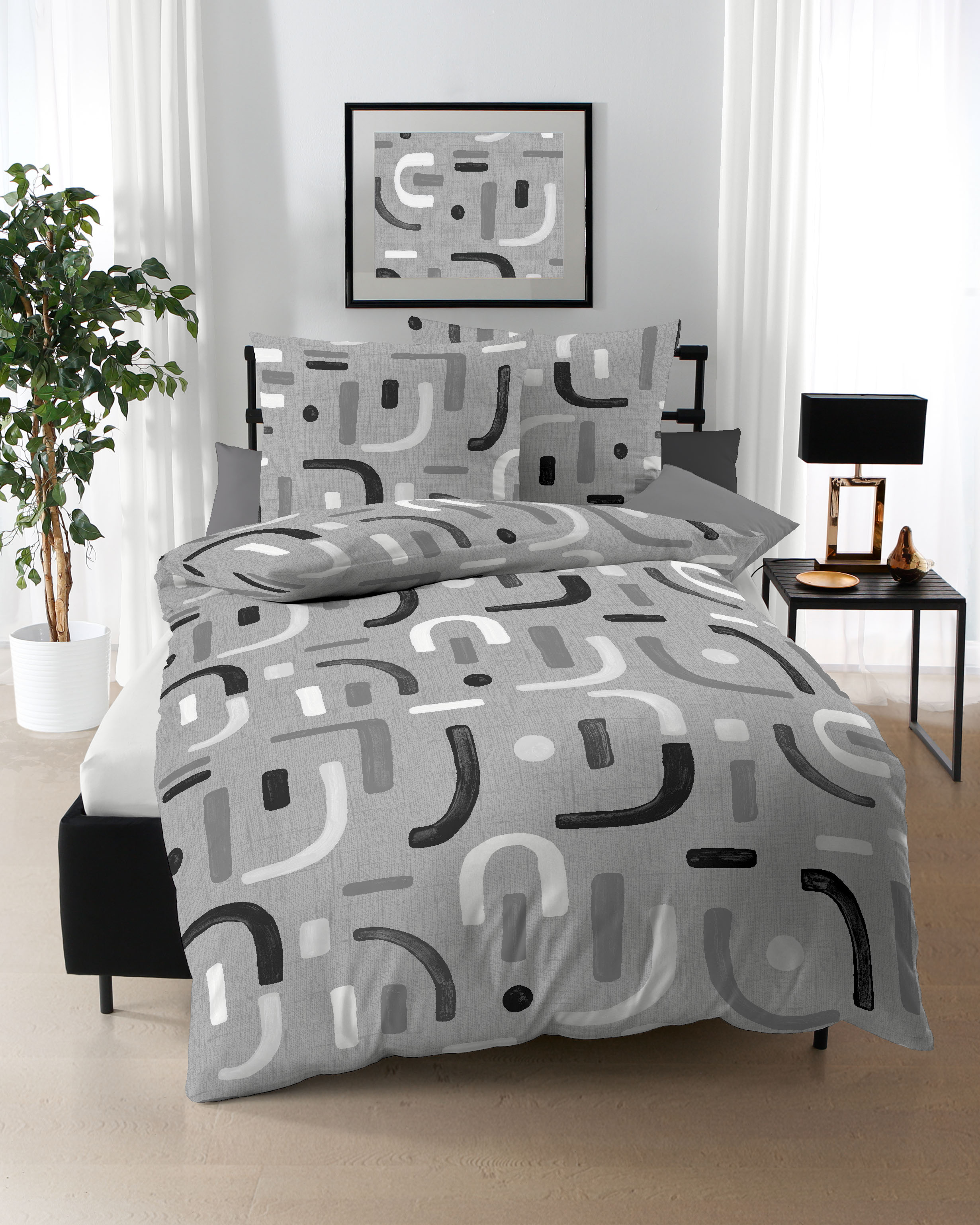 Mako Satin Bettwäsche grau