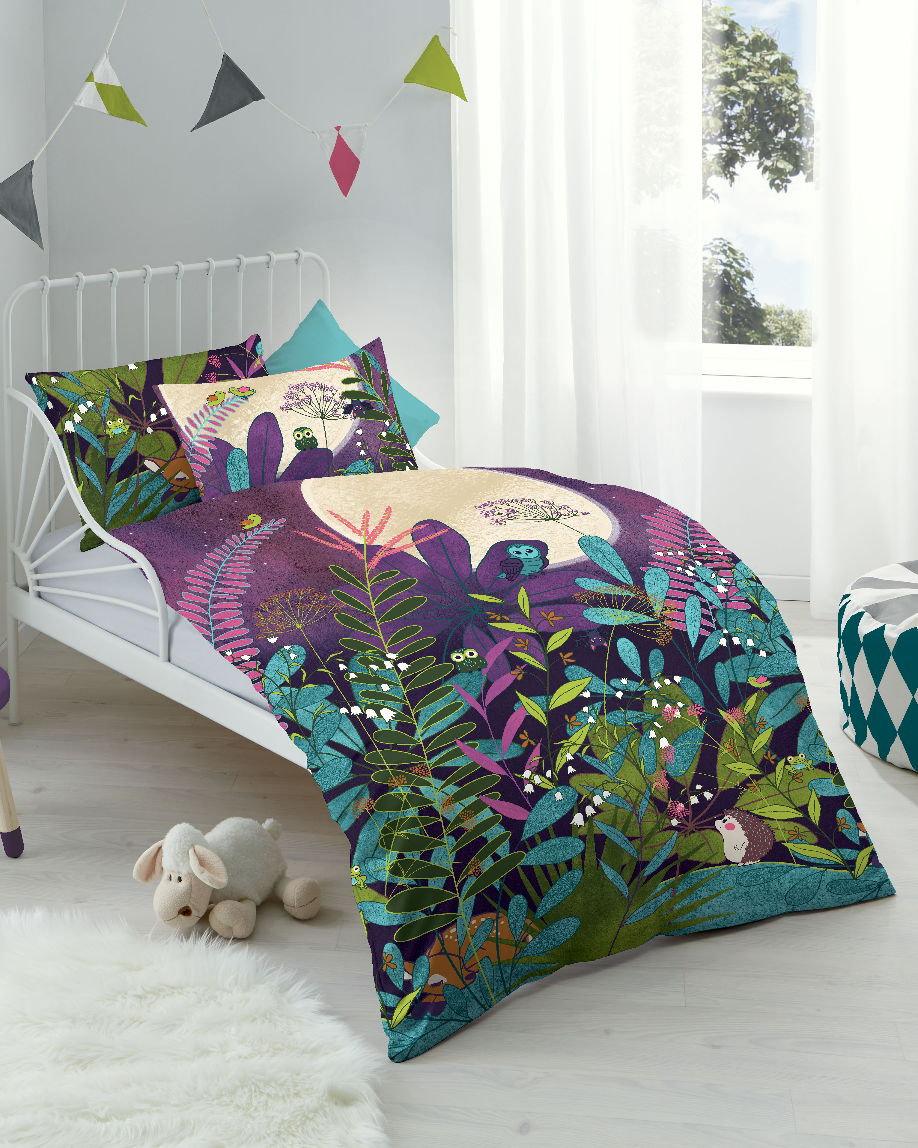 Kinder Biber Bettwäsche von kaeppel mit Mond in Bunt