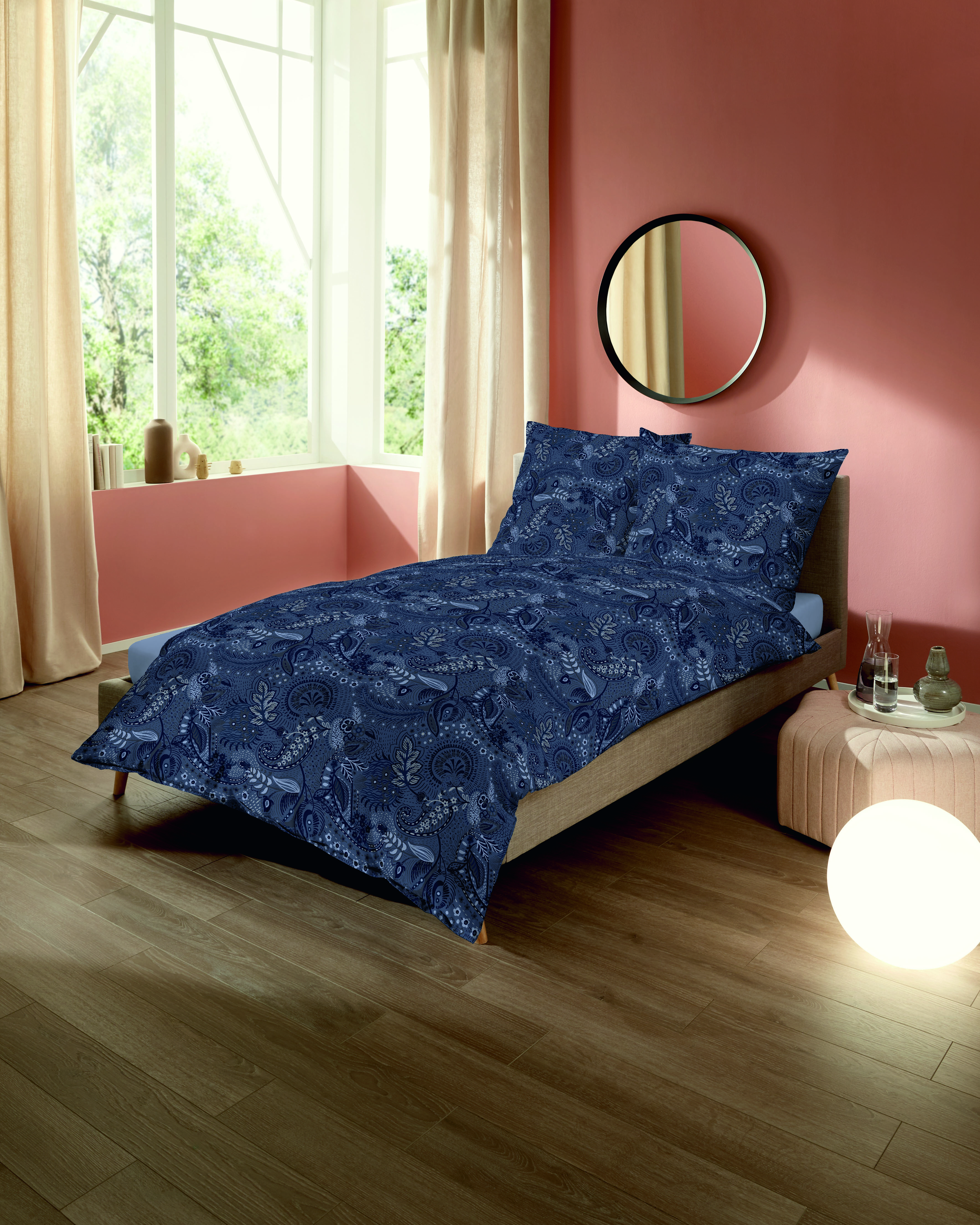 Biber Bettwäsche von Kaeppel in Saphir-Blau mit Allover Paisley-Design A502